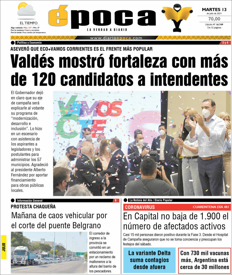 Portada de Diario Época (Argentina)