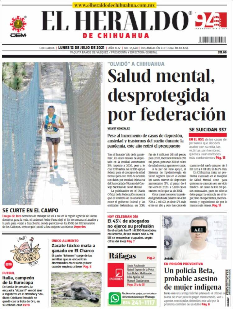 Portada de El Heraldo de Chihuahua (México)