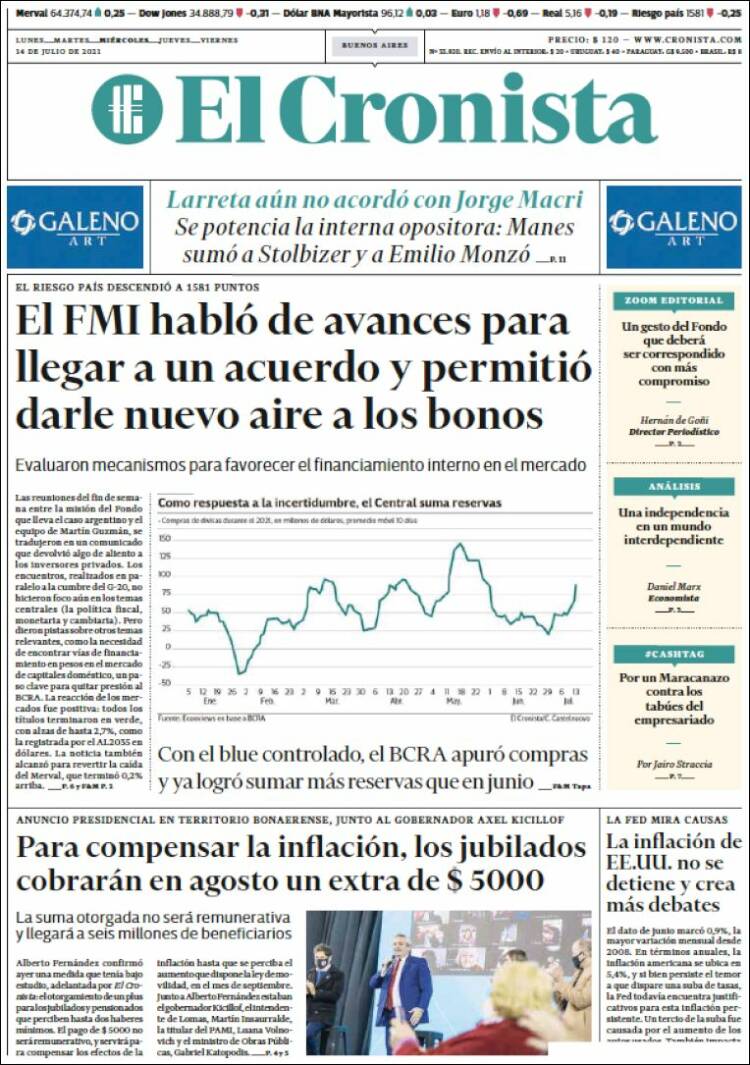 Portada de El Cronista Comercial (Argentina)