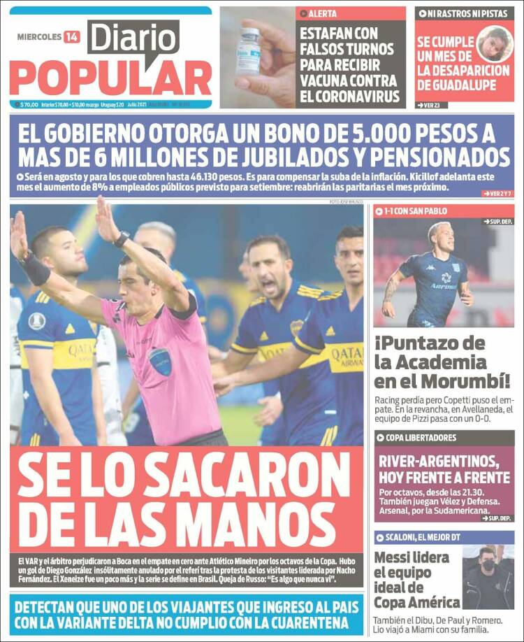 Portada de Diario Popular (Argentina)