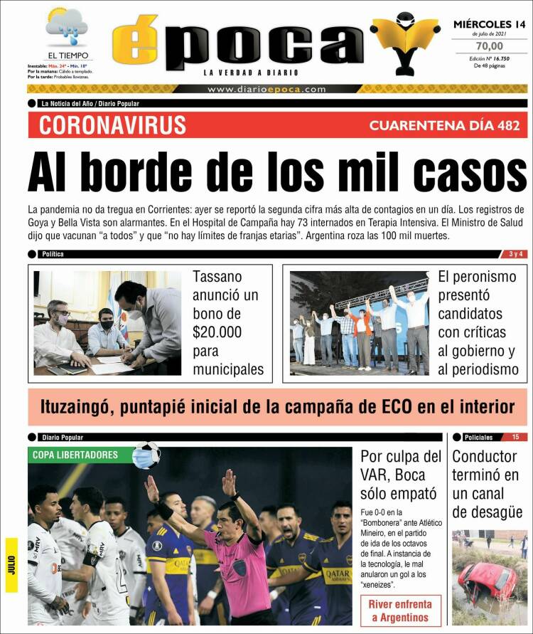 Portada de Diario Época (Argentina)