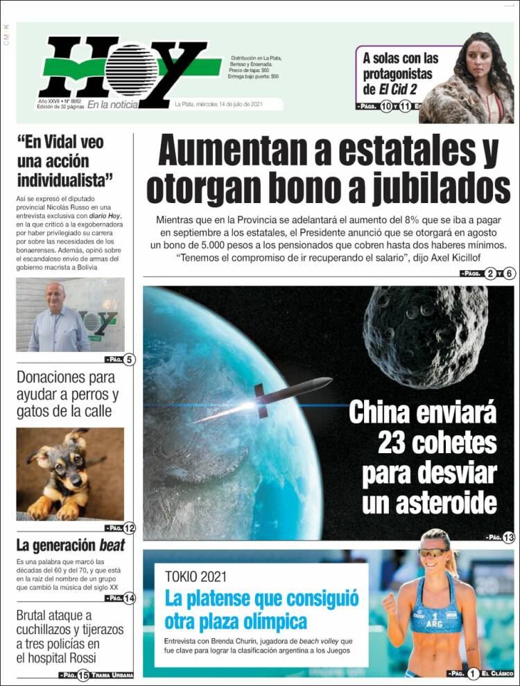 Portada de Diario Hoy (Argentina)