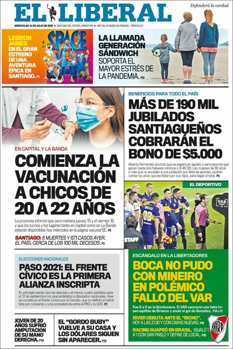 Portada de Diario El Liberal (Argentina)