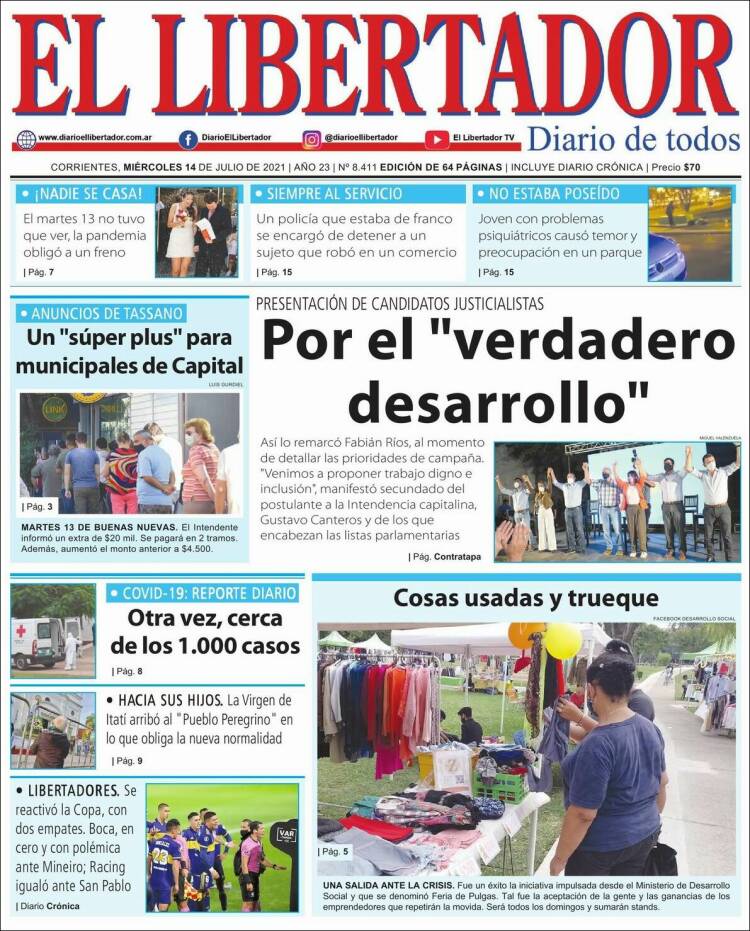 Portada de Diario El Libertador (Argentina)