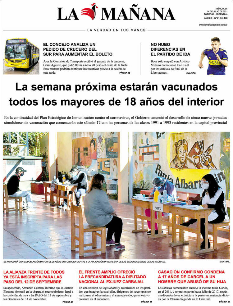 Portada de Diario La Mañana (Argentina)