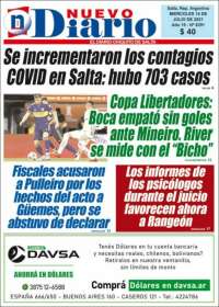 Portada de Nuevo Diario de Salta (Argentina)