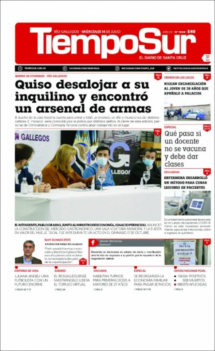 Portada de Tiempo Sur (Argentina)