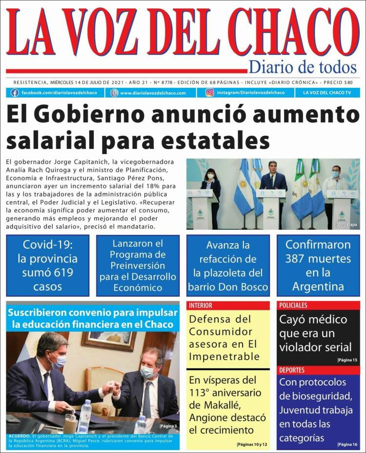Portada de La Voz del Chaco (Argentina)