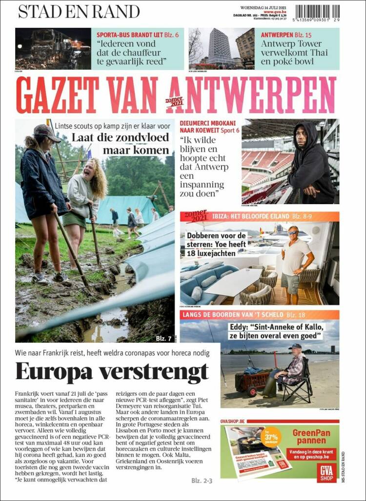 Portada de Gazet van Antwerpen (B&eacute;lgica)