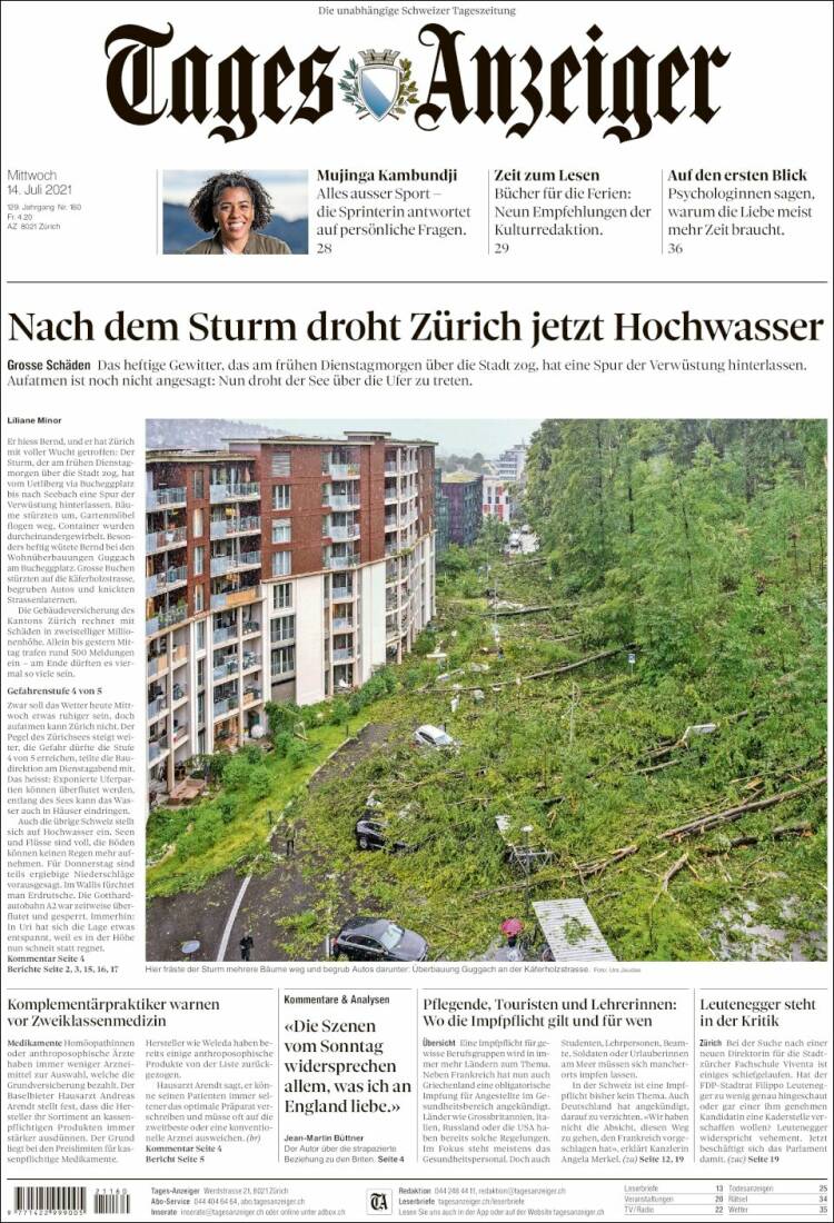 Portada de Tages-Anzeiger (Suiza)