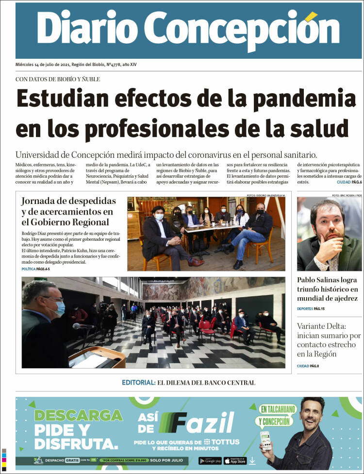Portada de Diario de Concepción (Chile)