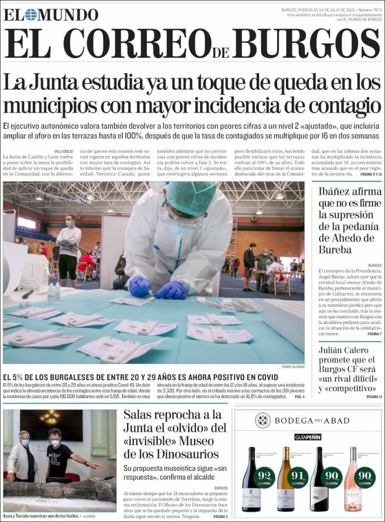 Portada de El Correo de Burgos (España)