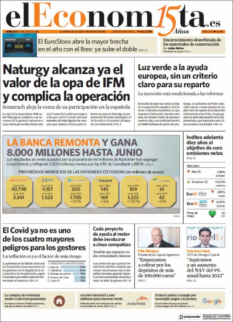 Portada de El Economista (Espa&ntilde;a)