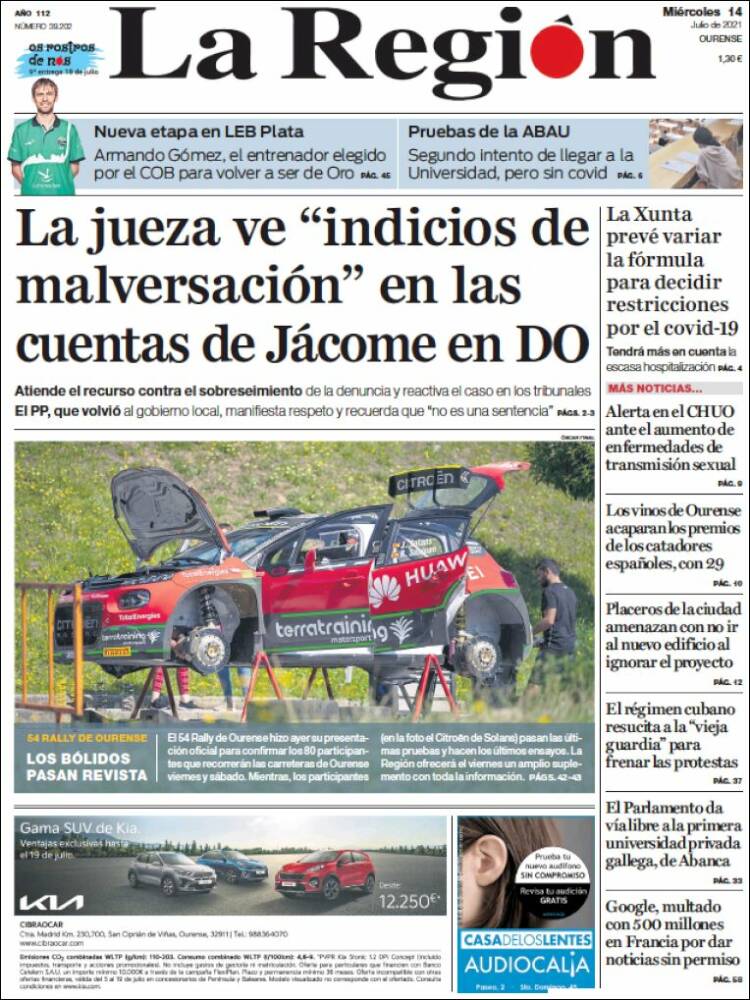 Portada de La Región de Ourense (Spain)