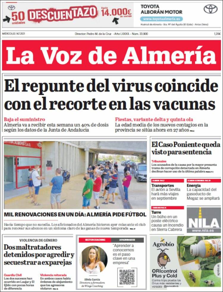 Portada de La Voz de Almería (España)