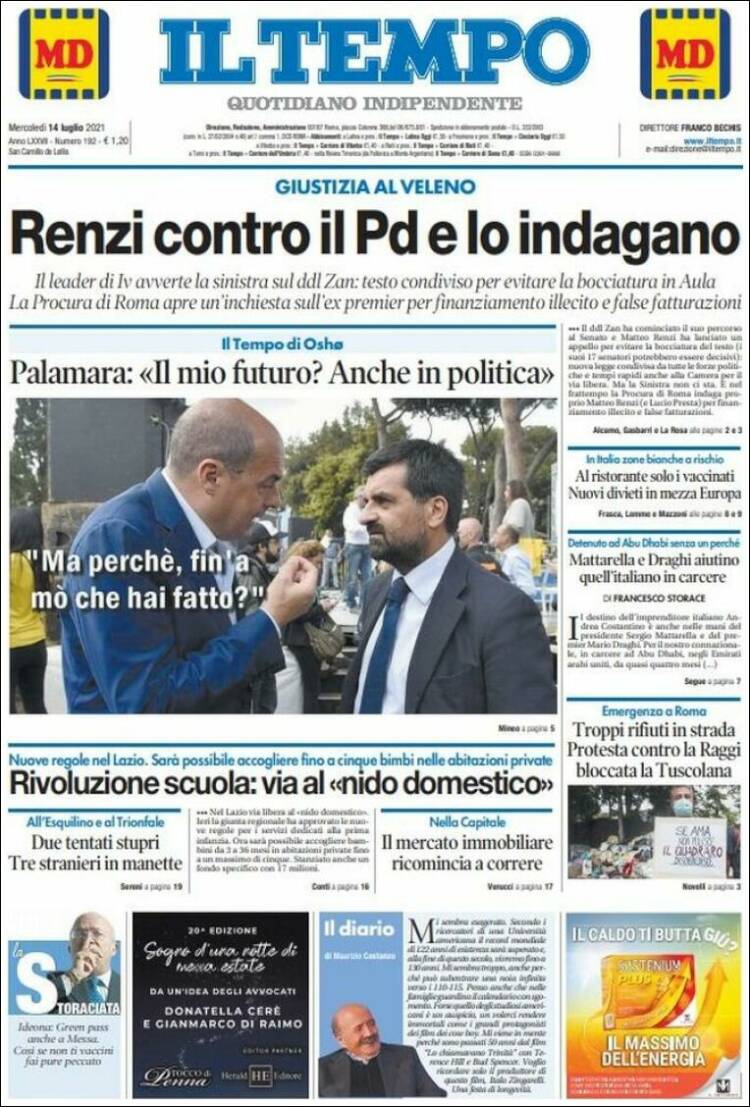 Portada de Il Tempo (Italia)