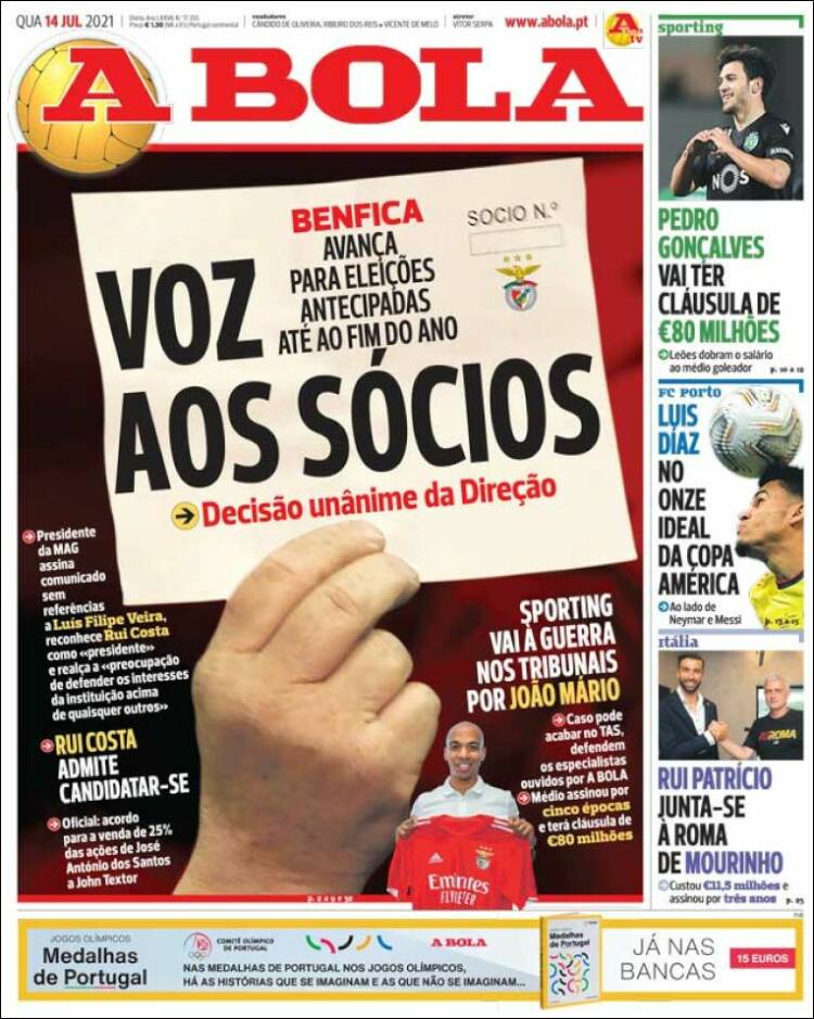 Portada de A Bola (Portugal)