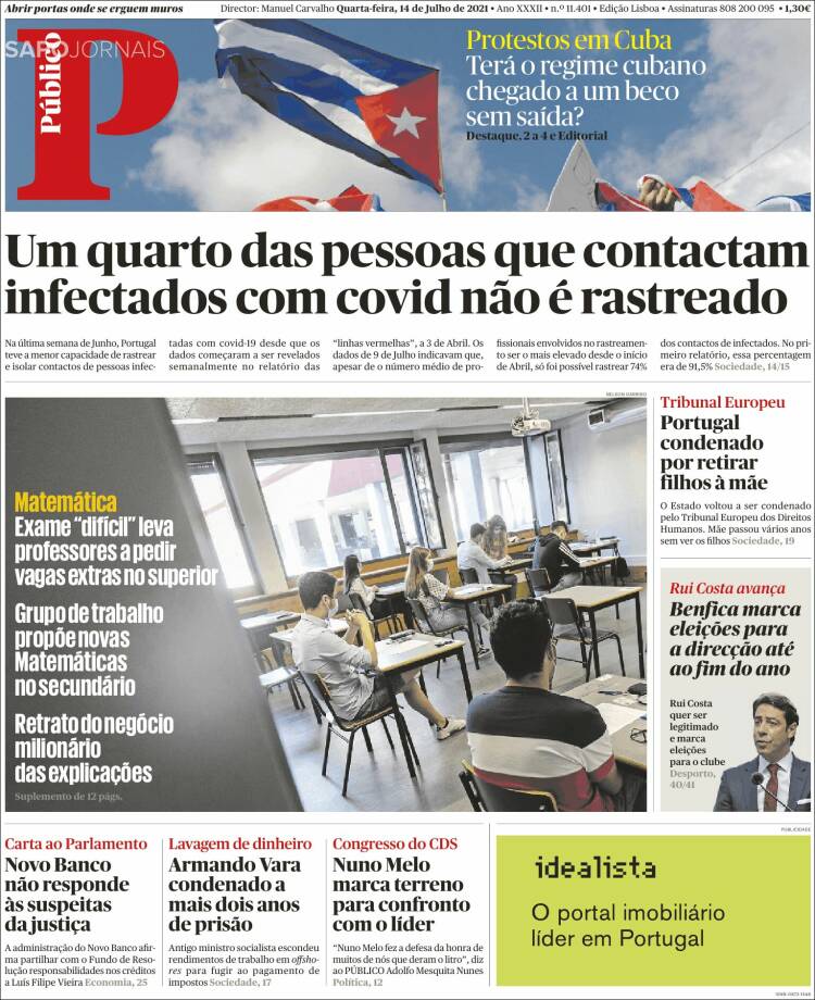 Portada de Público (Portugal)