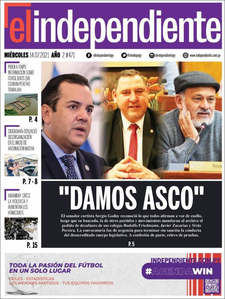 Portada de El Independiente (Paraguay)