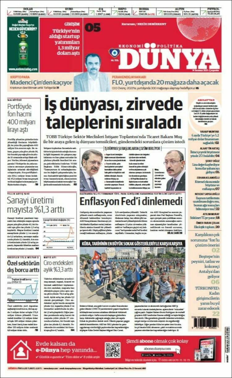 Portada de Dünya (Turqu&iacute;a)