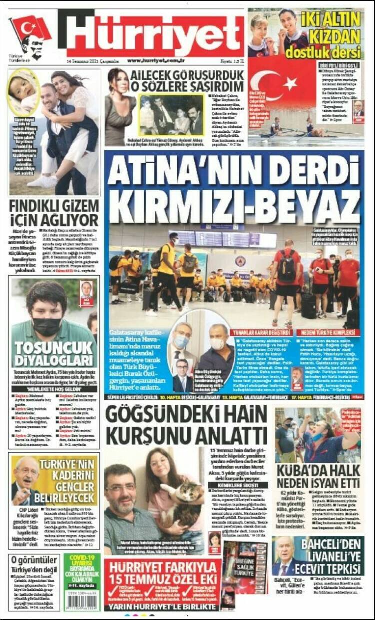 Portada de Hürriyet (Turqu&iacute;a)