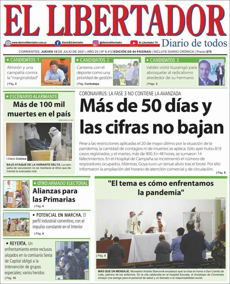 Portada de Diario El Libertador (Argentina)