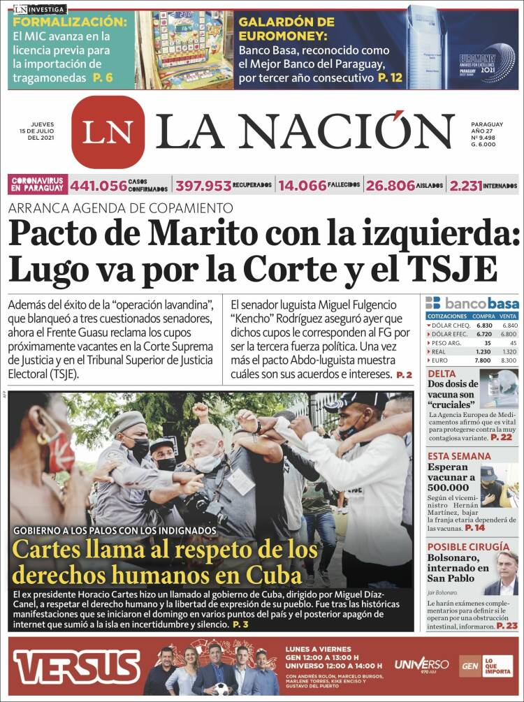 Portada de La Nación (Paraguay)