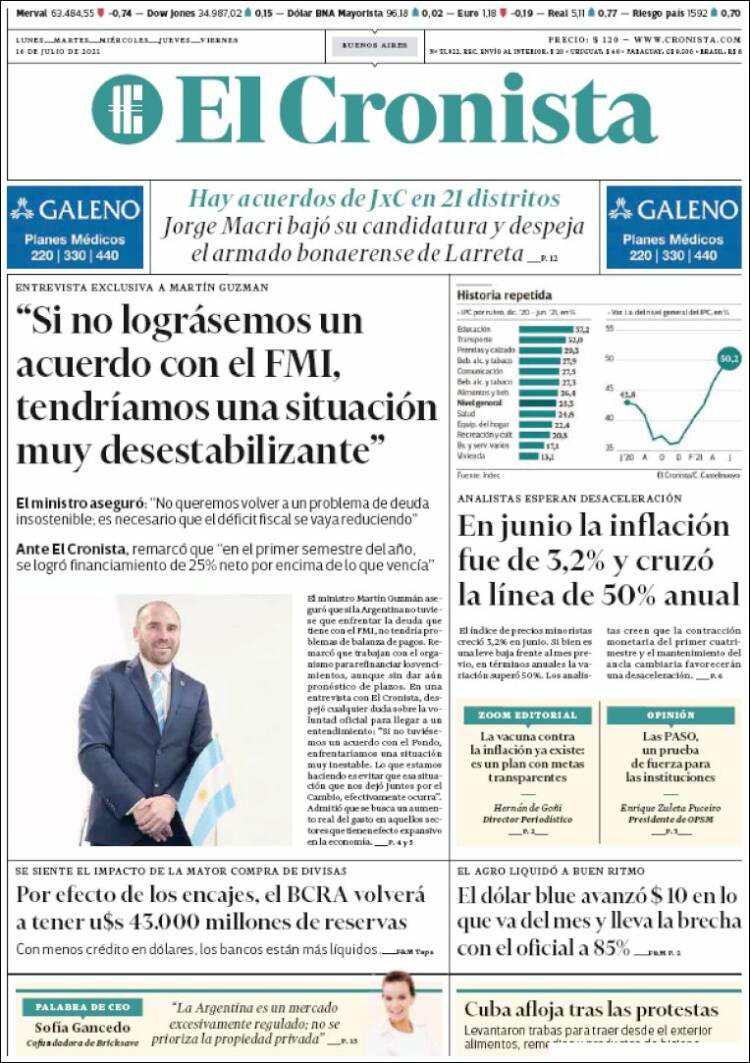 Portada de El Cronista Comercial (Argentina)