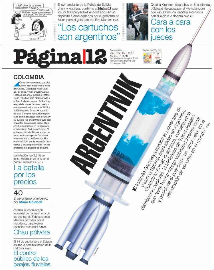 Portada de Página/12 (Argentina)