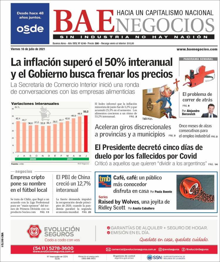 Portada de Buenos Aires Económico (Argentina)
