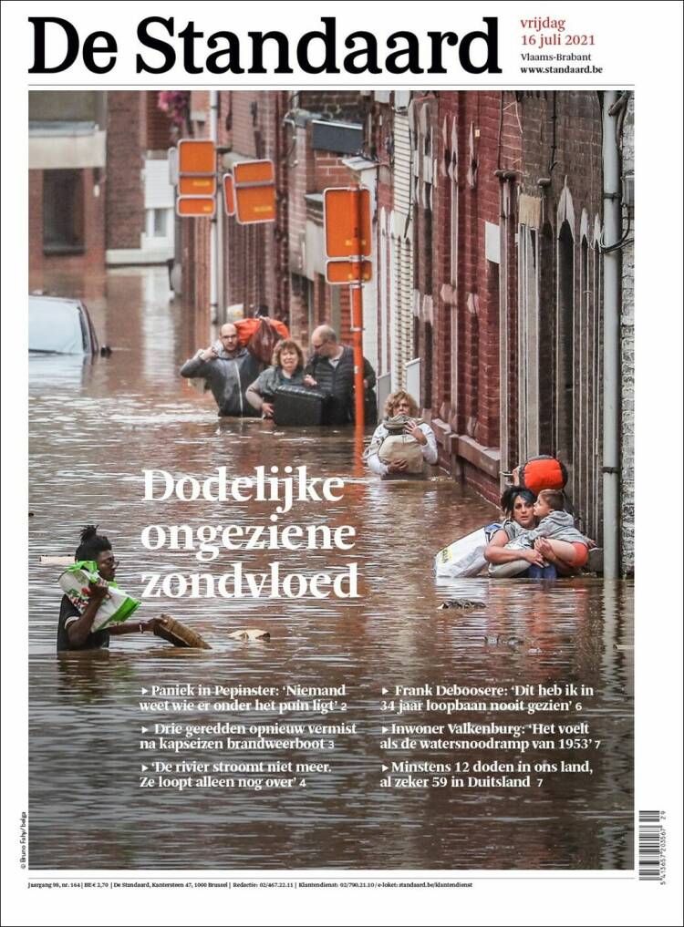 Portada de De Standaard (B&eacute;lgica)