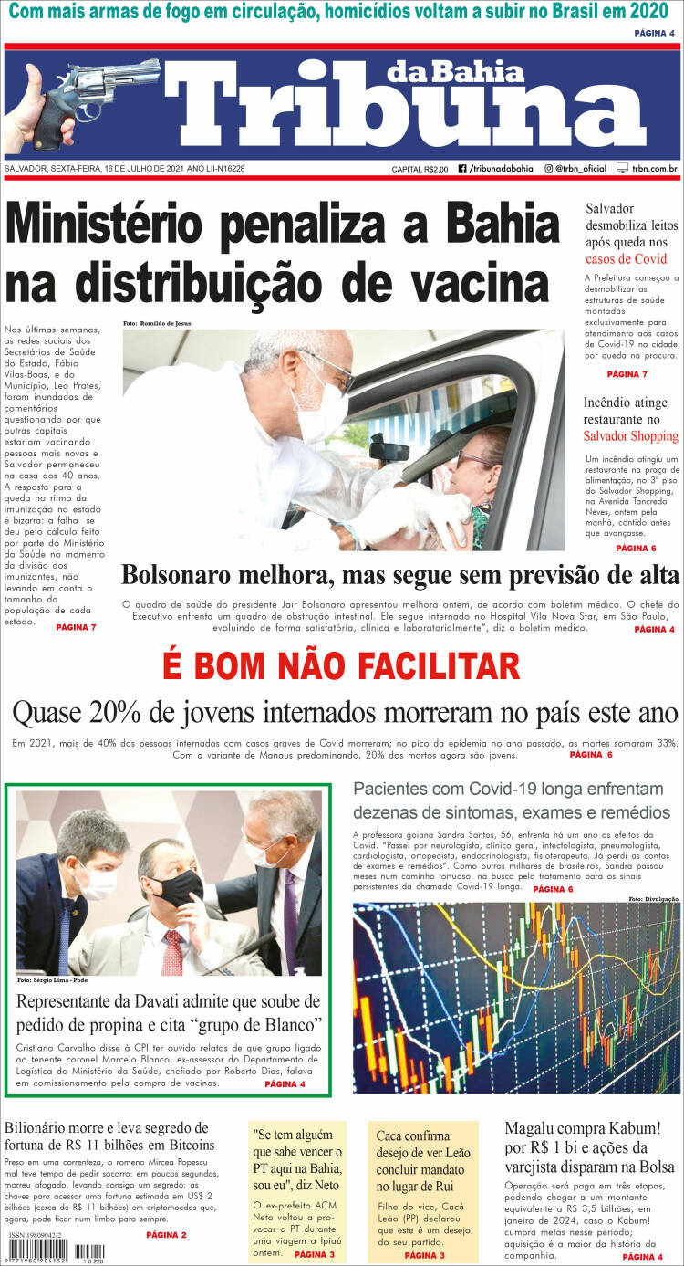 Portada de Tribuna da Bahia (Brasil)