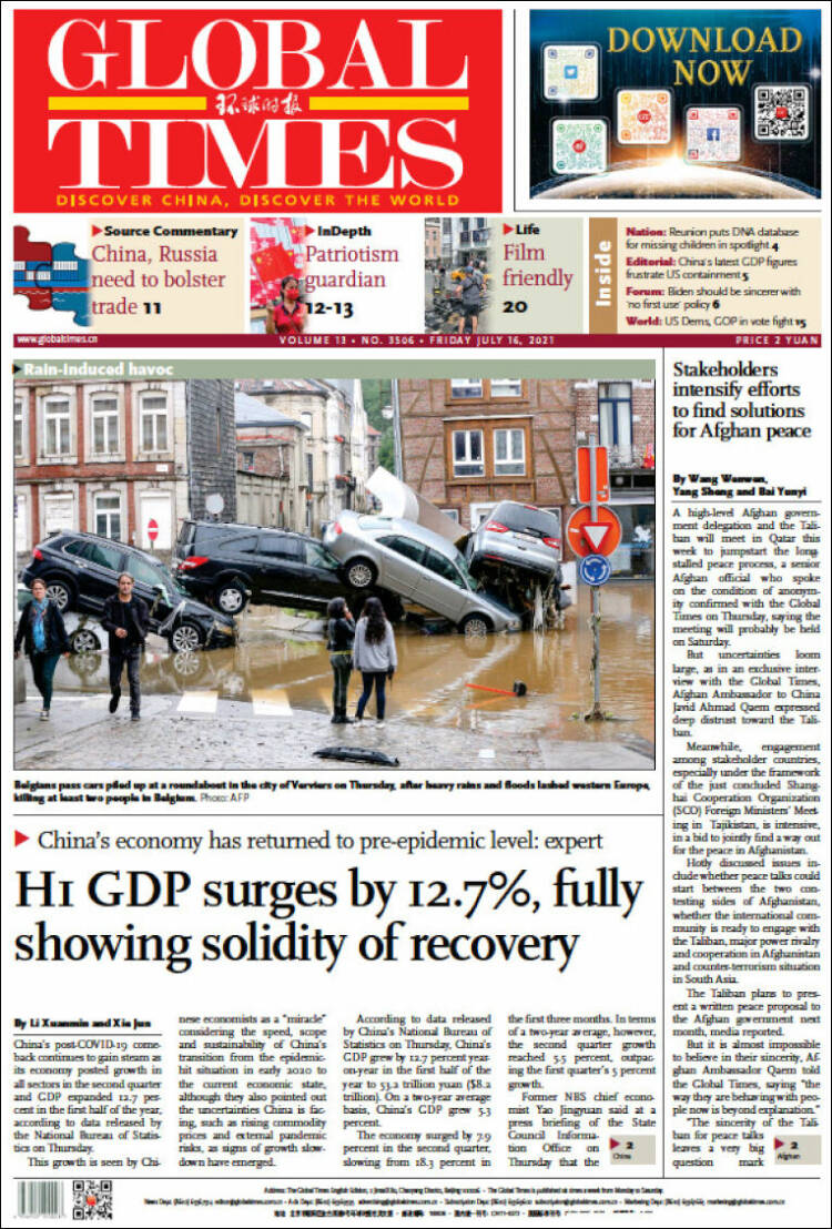 Portada de The Global Times (China)