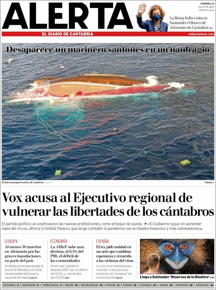 Portada de Alerta - El Diario de Cantabria (España)