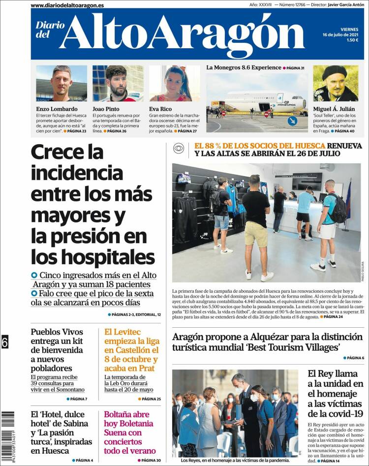 Portada de Diario del AltoAragón (España)