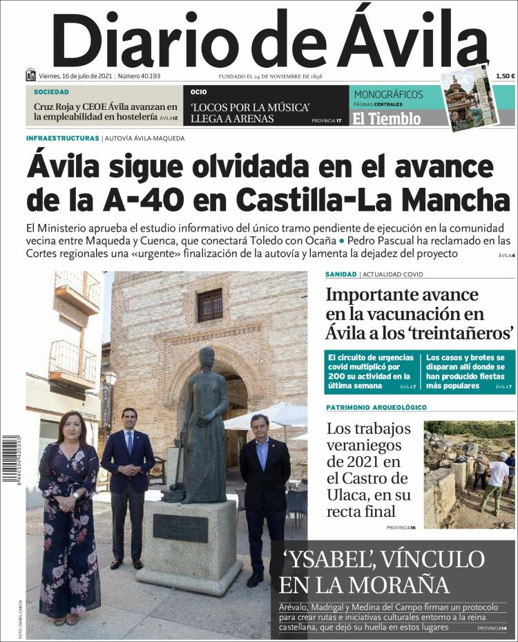 Portada de Diario de Ávila (España)