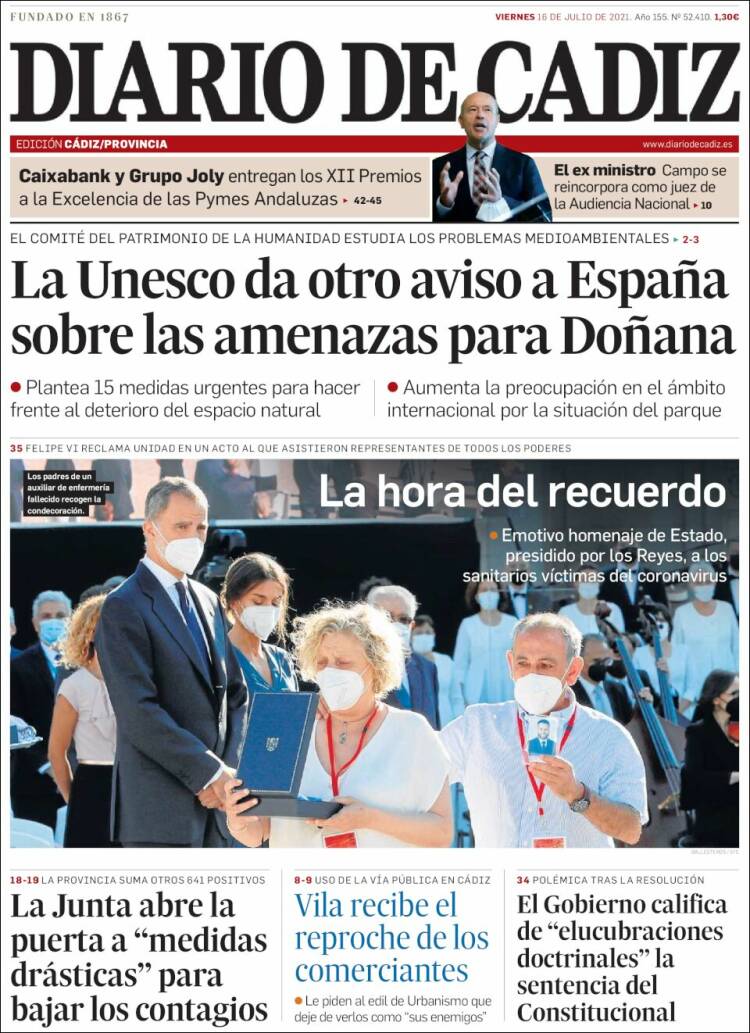 Portada de Diario de Cádiz (España)