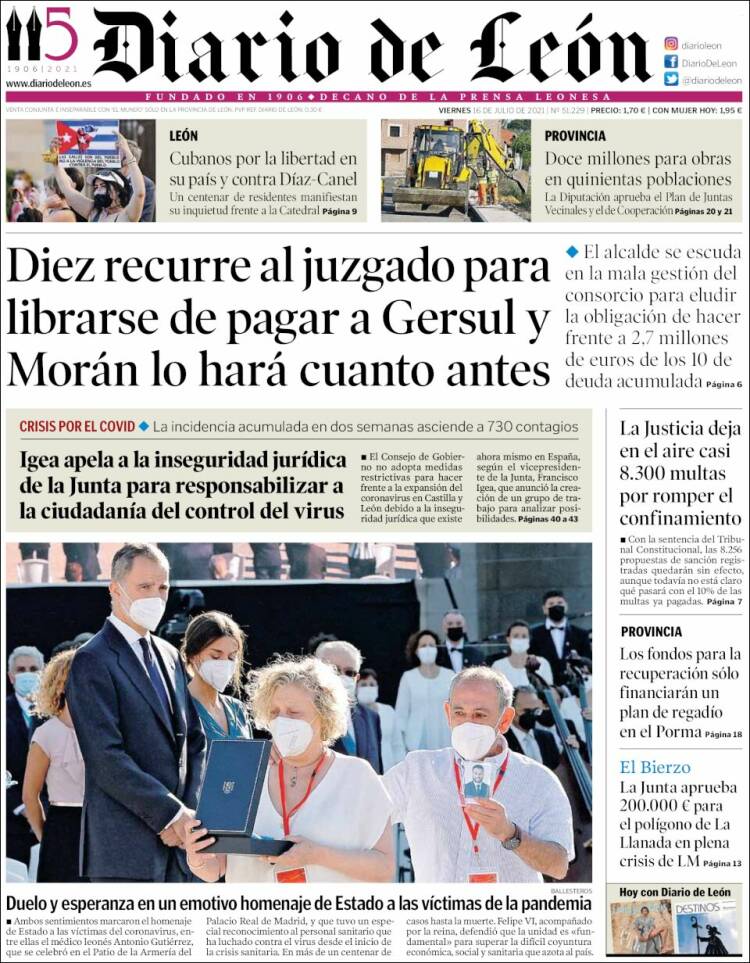 Portada de Diario de León (España)