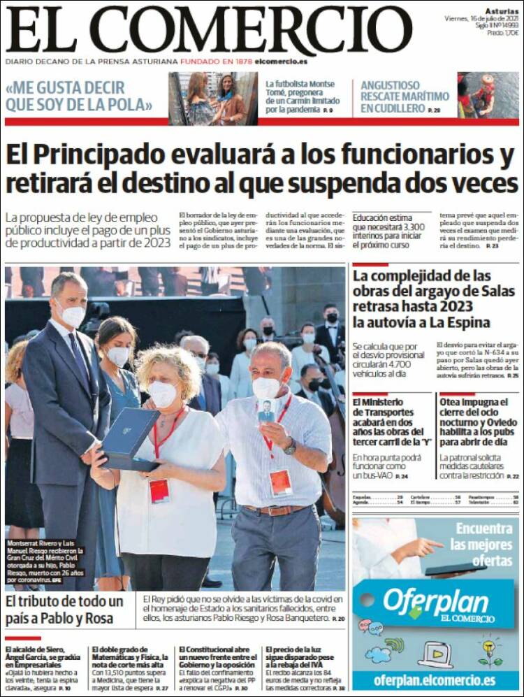 Portada de El Comercio (España)