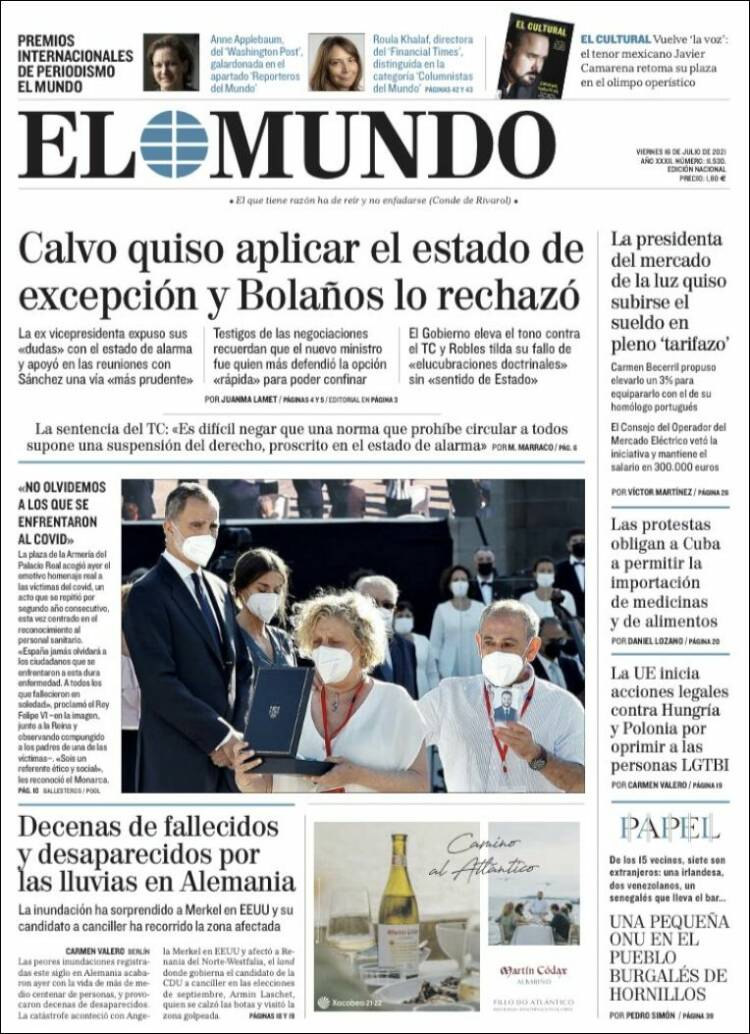 Portada de El Mundo (España)