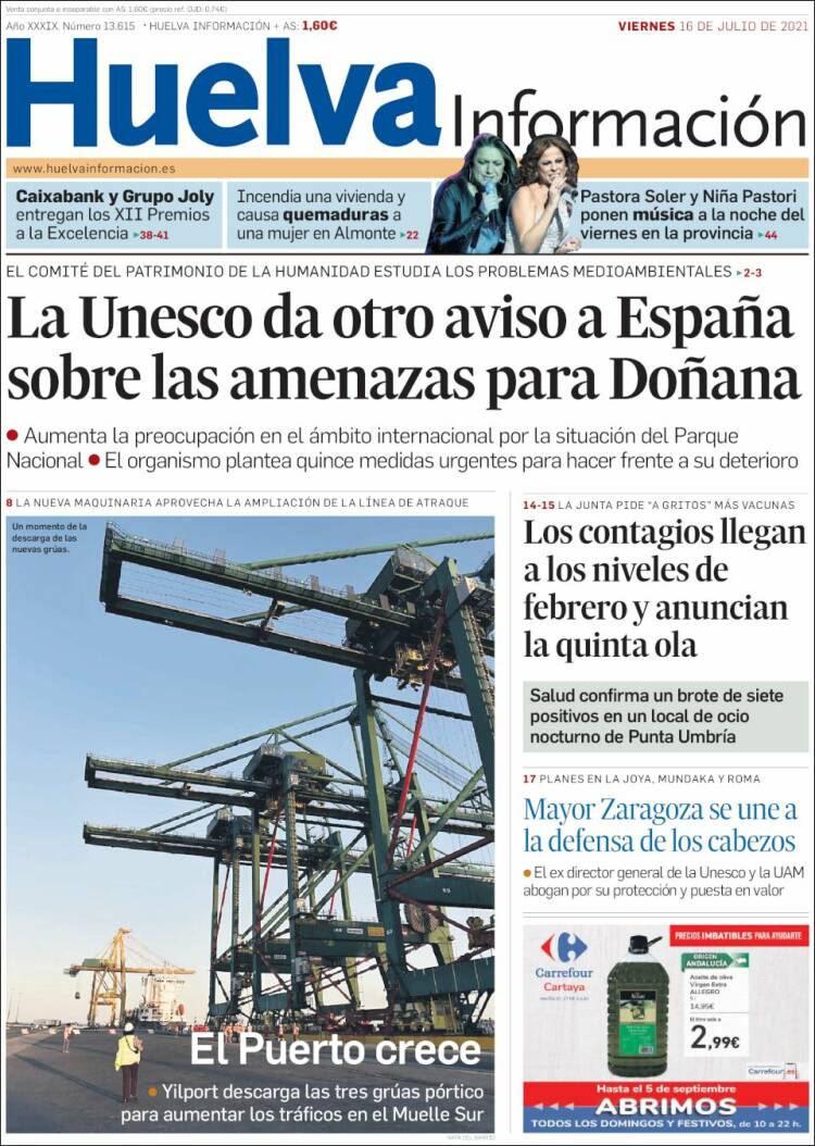 Portada de Huelva Información (España)