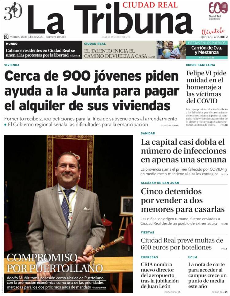 Portada de La Tribuna de Ciudad Real (España)