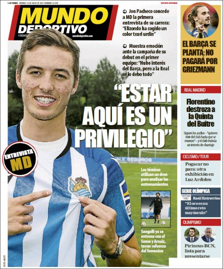 Portada de Mundo Deportivo Gipuzkoa (España)