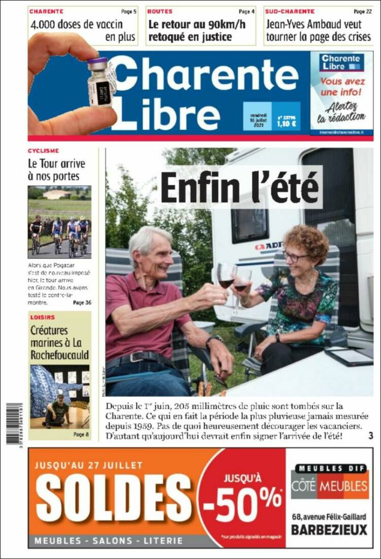 Portada de Charente Libre (Francia)