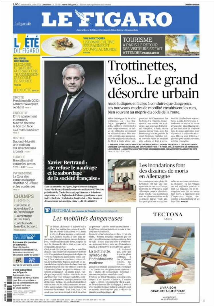 Portada de Le Figaro (Francia)