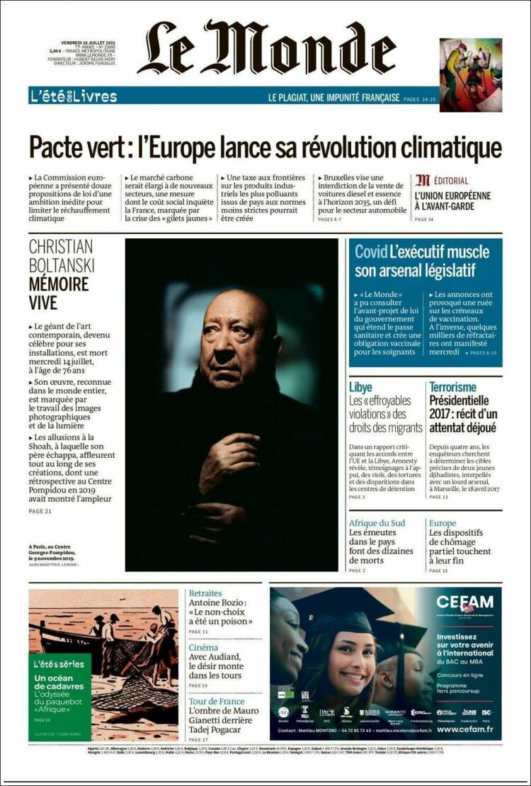 Portada de Le Monde (Francia)