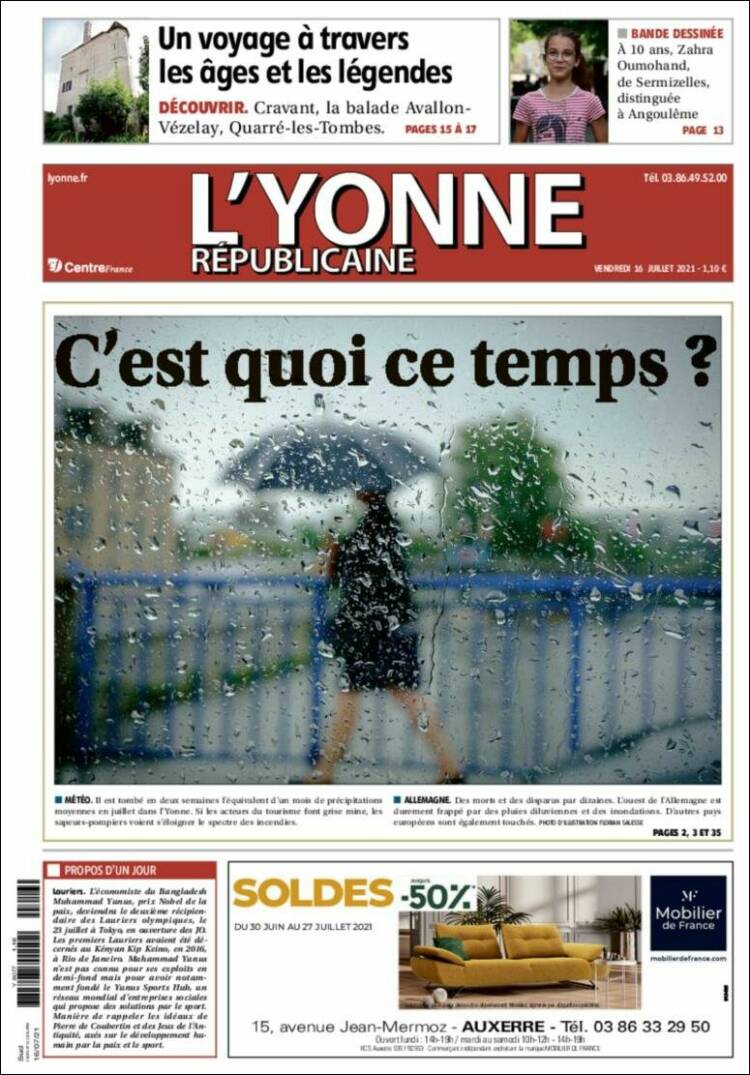 Portada de L'Yonne-Républicaine (Francia)