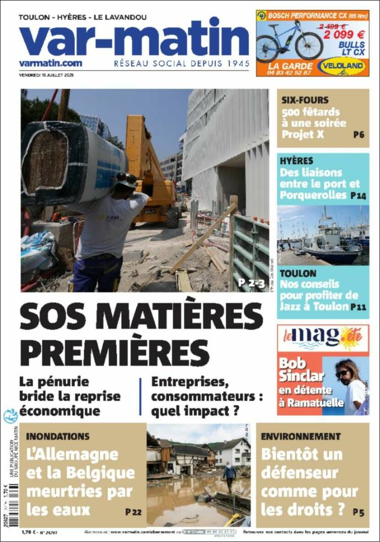 Portada de Nice-Matin (Francia)