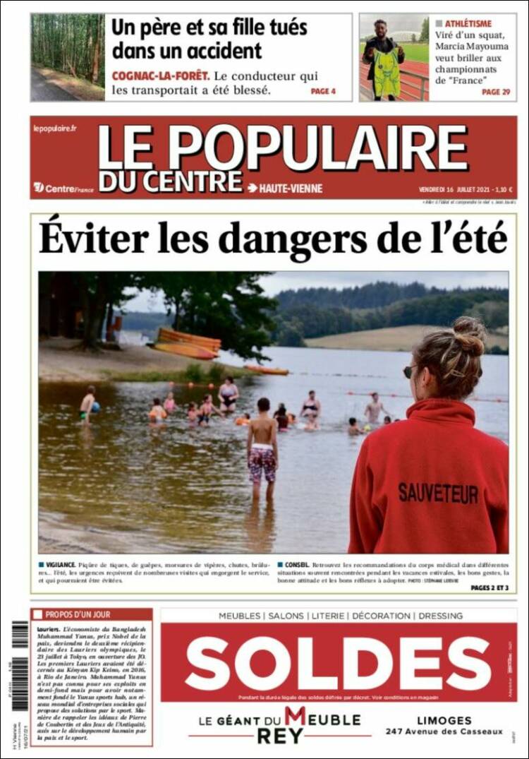 Portada de Le Populaire du Centre (Francia)