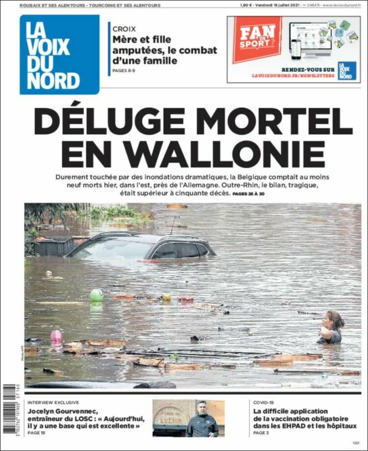 Portada de La Voix du Nord (Francia)
